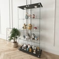 thumbnail image 5 of Modern Glass Display Cabinet with LED Lights, Quick-Assembly Antique Cabinet, Tempered Glass Bookshelf for Living Room/Bedrooms (2-Door 4-Shelf, Black), 5 of 9