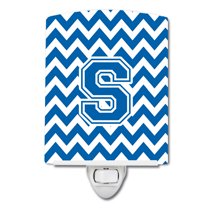 Caroline's Treasures CJ1056-SCNL Letter S Chevron Blue and White Ceramic Night Light, 6x4x3", multicolor