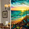 thumbnail image 1 of Retro Stained Glass Window Film Non-adhesive Colorful Seaside Sunset  Window Film Decorative Static Cling, 1 of 9