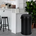 thumbnail image 2 of Poubelle à Couvercle Basculant de 17 gal/65 L, Poubelle Ouverte en Acier Inoxydable Anti-Traces de Doigts, Bac à Déchets Rond Commercial Robuste pour Restaurant, Maison, Bureau, Noir, 2 of 7