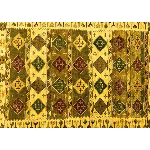 Ahgly Company Indoor Rectangle Oriental Yellow Modern Area Rugs, 2' x 3'