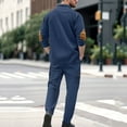 thumbnail image 6 of HAiming Men Corduroy Sets 2 Piece Outfits Stand Neck Button Tops and Cargo Pants Athletic Tracksuit with Pockets, 6 of 8