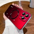thumbnail image 2 of for iPhone 15 Pro Max Case [Compatible with MagSafe] Magnetic Gradient Case with Lens Protector Luxury Glass Back for Women Girls Slim Shockproof Bumper Protective Phone Cover, 6.7"- Red, 2 of 9