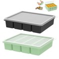 thumbnail image 4 of Extra Large Silicone Freezer Tray With Lid Pack Of 2 Silicone Freezer Mould Freezer Containers Stackable For Containers For Storing And Freezing Soup Broth Meal And, 4 of 9