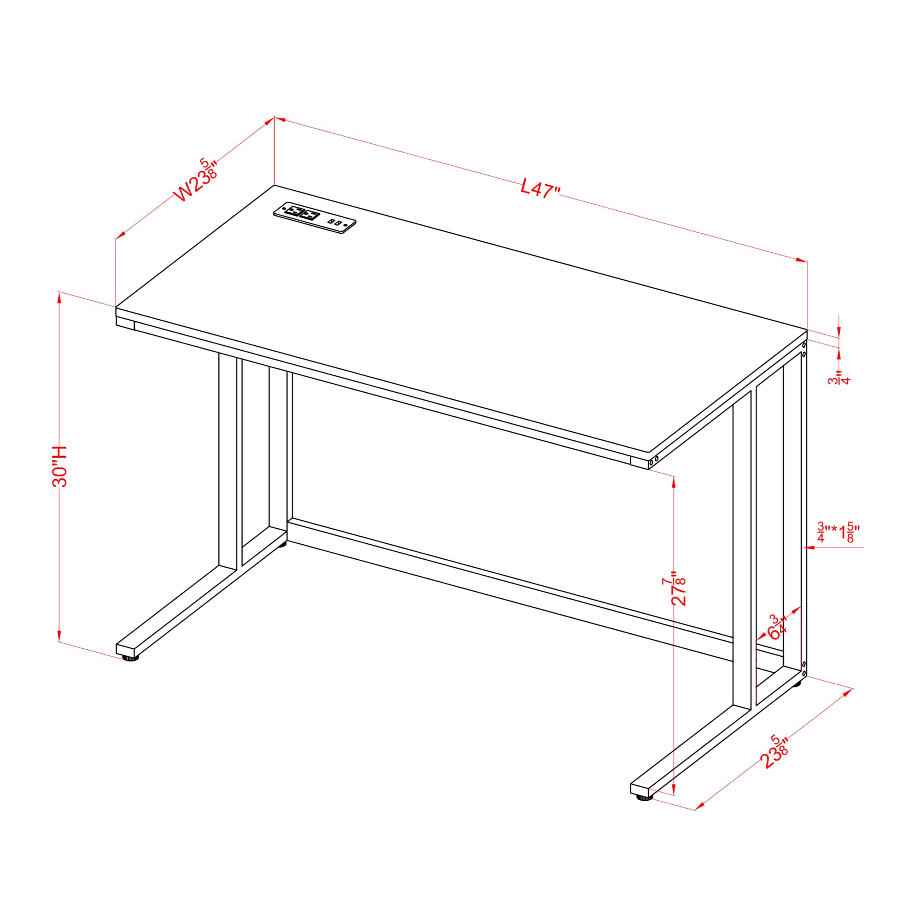 Furniture of America Henslee Contemporary 47 in Metal Portable Writing Desk, Black/Walnut