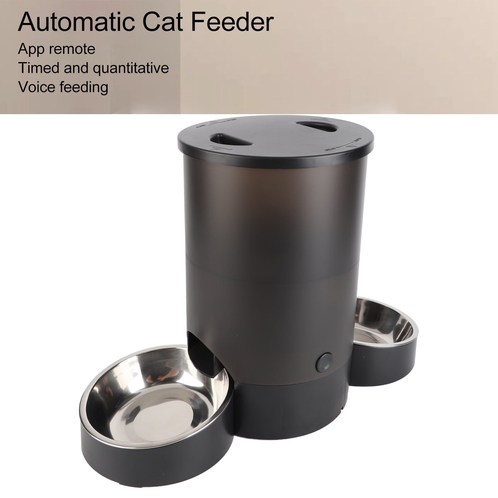 LAZIOEGR 3L Smart Automatic Pet Feeder for Two Cats, Wi-Fi App Controlled Timed Dog Food Dispenser, Portion Control & Voice Recorder, Black (11.42 inches / 29 cm)