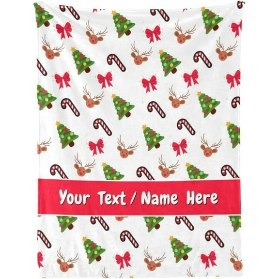 Santa Claus Christmas Blanket with Name, Personalized Christmas Blanket Throw Blankets for Adult Kid Birthday Xmas, 50" x 60"