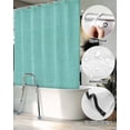 thumbnail image 5 of Split Shower Curtain for Transfer Bench, Turquoise Burlap Texture Fabric Shower Curtains for Bathroom, Farmhouse Vintage Aqua Tub Sliding Transfer Bench Waterproof Bath Curtains 72"x78", 5 of 9