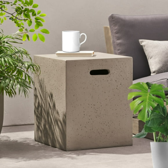 Propane Tank Cover Table, Propane Tank Storage Side Table, 16" Outdoor Hideaway Table Gas Tank Storage Box with Side Handles, Light Grey