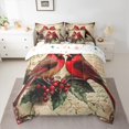 thumbnail image 3 of Feelyou Winter Robin Bird Twin Bedding Sets 7-Piece, Western Christmas Animal Bedding Comforter Set, Flower Plant Botanical Reversible Sheet Sets, Microfiber Bedroom Decor, 3 of 8