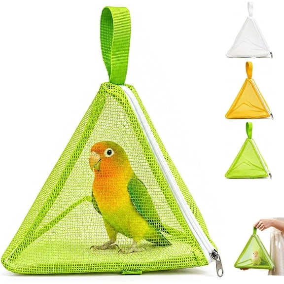 Triangle Mesh Bird Carrier, Breathable Travel Pouch for Parrot, 1-Pack Green