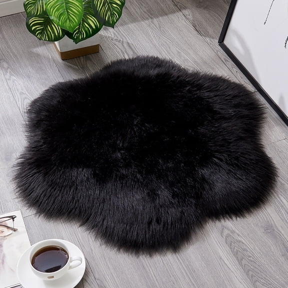Byujiro Plush Faux Fur Cloud-Shaped Area Rug Soft Fluffy Carpet Non-Slip Decorative Floor Mat for Bedroom, Living Room, Nursery, Chair Seat, Cozy Home Accent