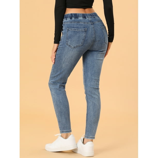 Elastic high waist sales jeans