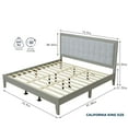 thumbnail image 2 of GDF Studio Mid-Century Modern Solid Wood California King Bed Frame with Silent Slats & Tufted Headboard, Grey, 2 of 5