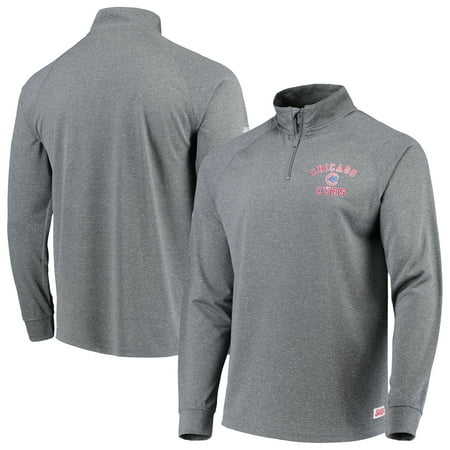 Garter Stitch Jacket - Chicago Cubs Stitches Team Raglan Quarter-Zip Pullover Jacket - Heathered Charcoal