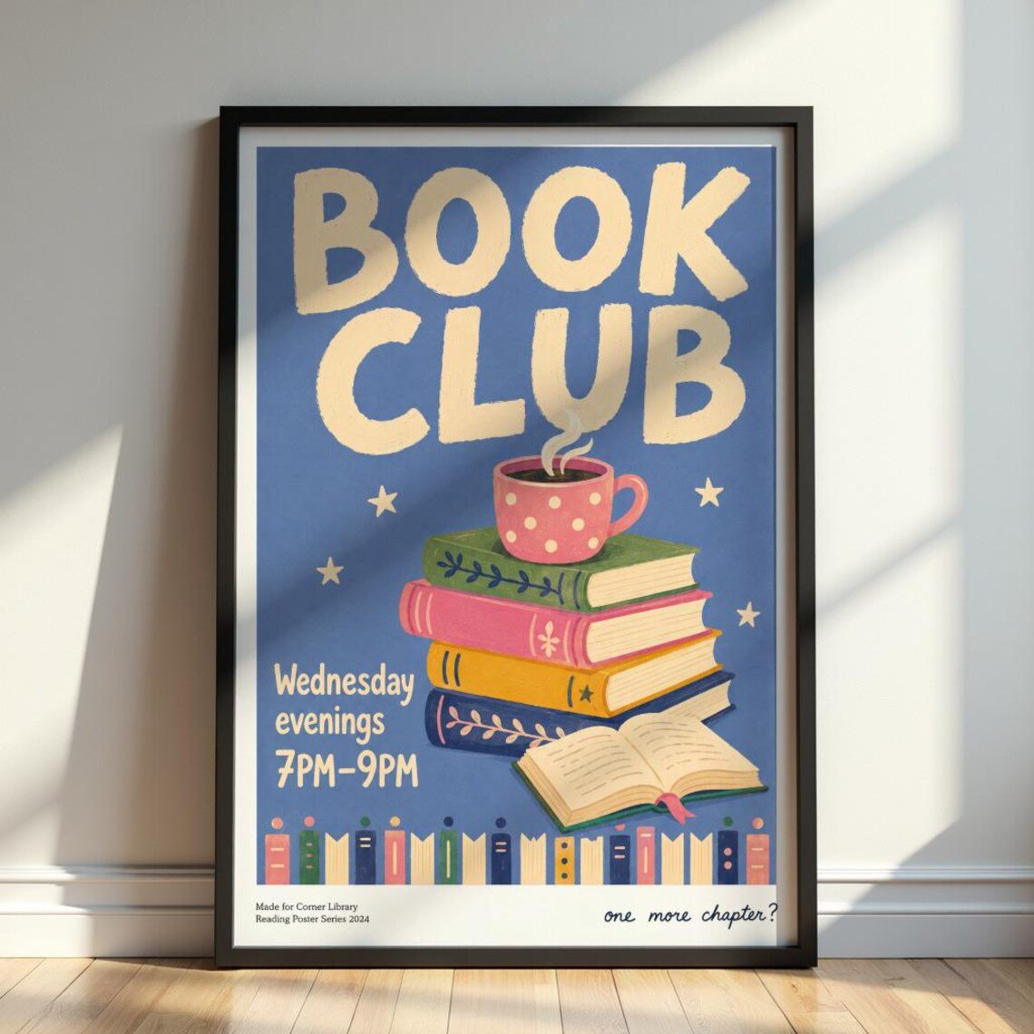 Book Club Reading Club Wall Art Library Decor Print Literary Wall Decor Book Lover Gift Cozy Reading Room Unframed Paper Print