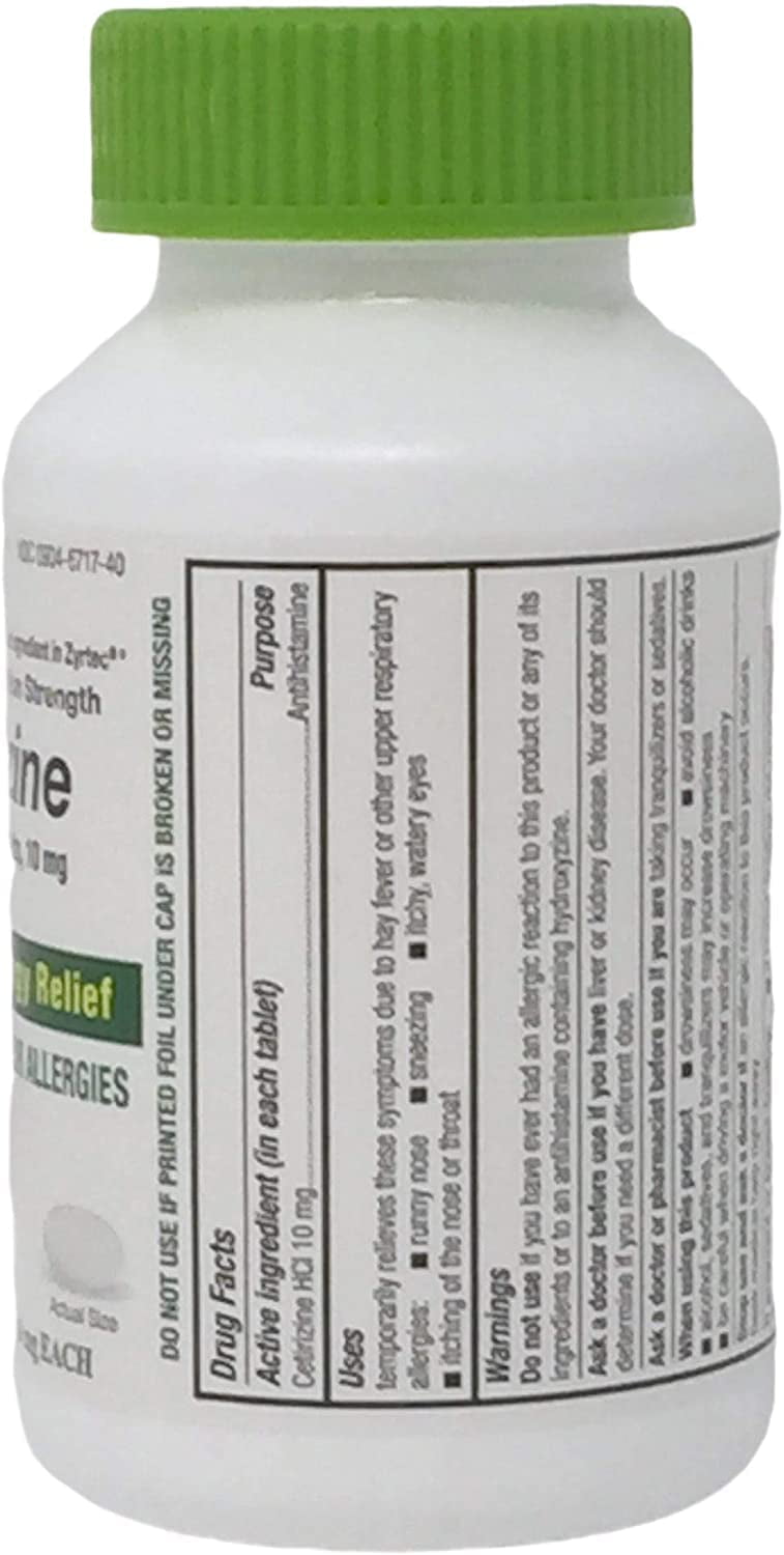 Major Cetirizine Hydrochloride Antihistamine Tablets Allergy Relief Throat Remedies, 10 mg, 500 ct