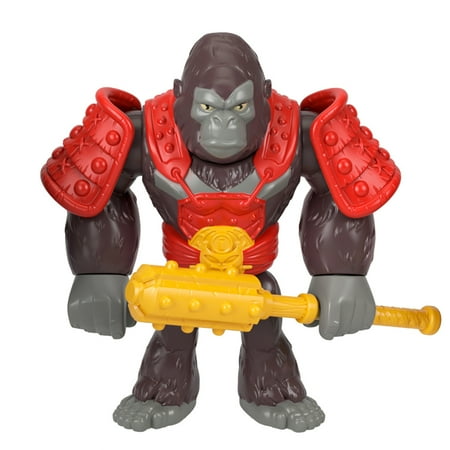 Replacement Part for Fisher-Price Imaginext Gorilla Fortress Playset - HML57 - GYX00 ~ Replacement Posable Gorilla with Red Arm Shields, Chest Protection and Battle Stick ~ Works well with other sets