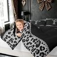 thumbnail image 3 of Meiyoeat Leopard Print Bow Diamond King Size Comforter Sets for Women Girls, Fashion Black White P Letter Bedding Sets, Black Reversible, 3-Piece, 3 of 6