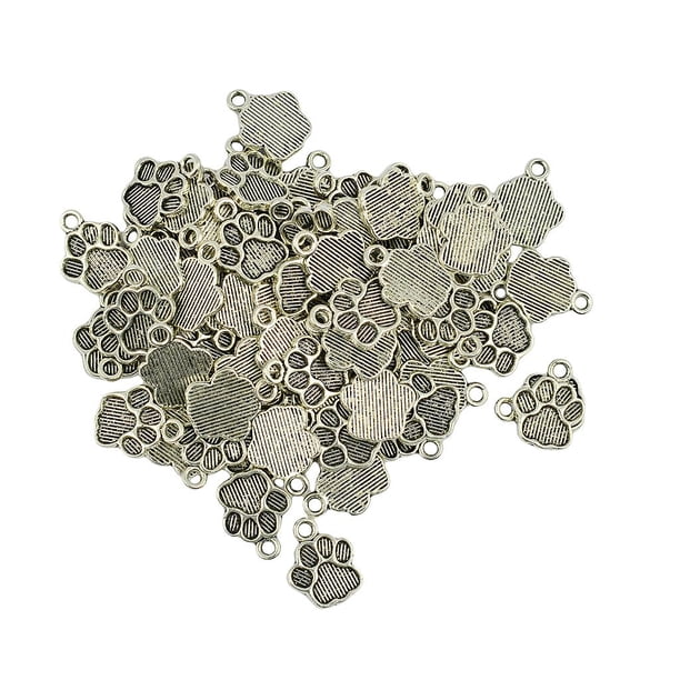 50 Piezas De Plata Tibetana Lindo Cachorro Estampado De Pata Encantos Cuelgan Colgante Artesanía De Bricolaje Sunnimix Hallazgos de joyería
