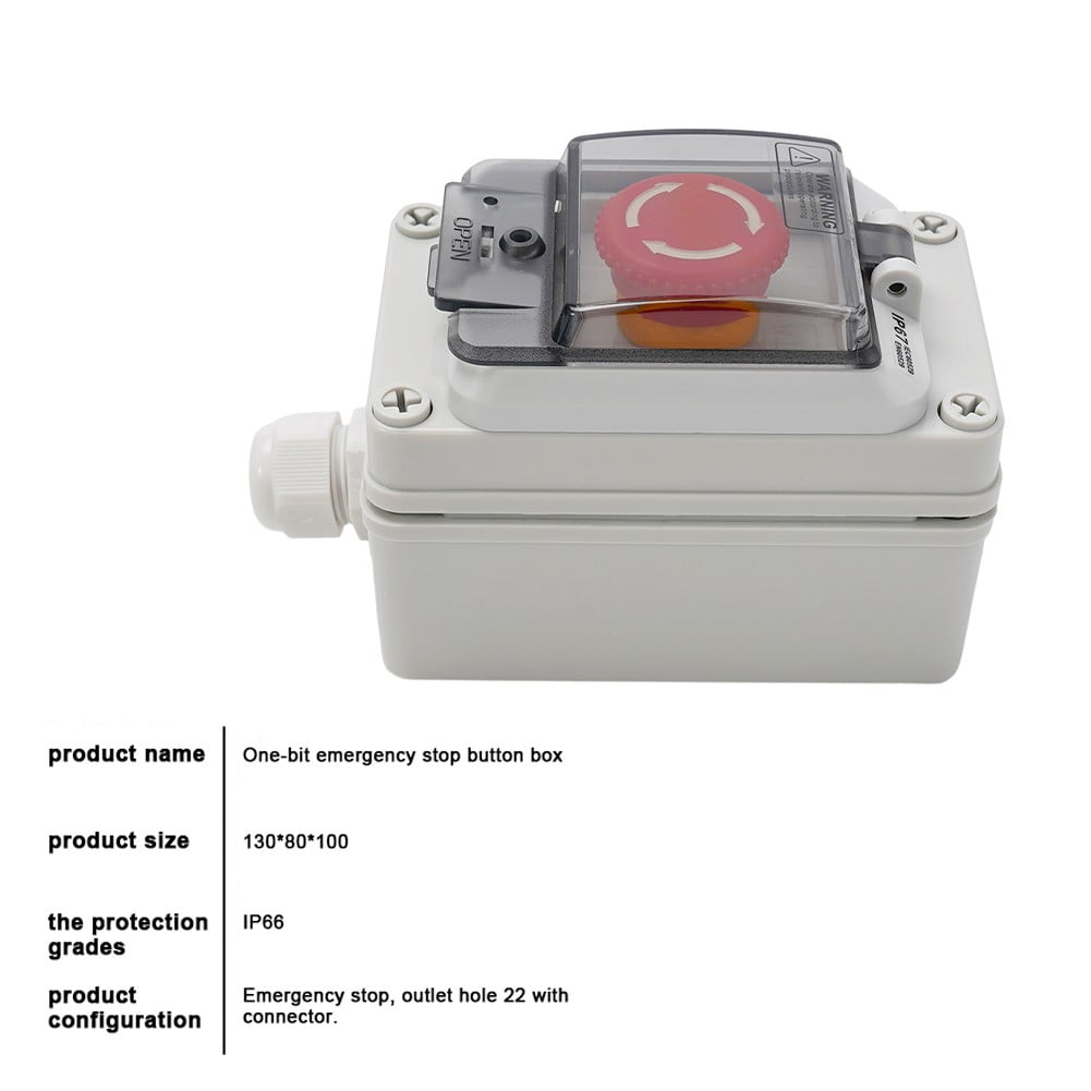 Emergencys Stop Button Box IP67 Outdoor Waterproof E-Stop Box 2024 New Transparent RT16-10A Short Circuit Protection Box