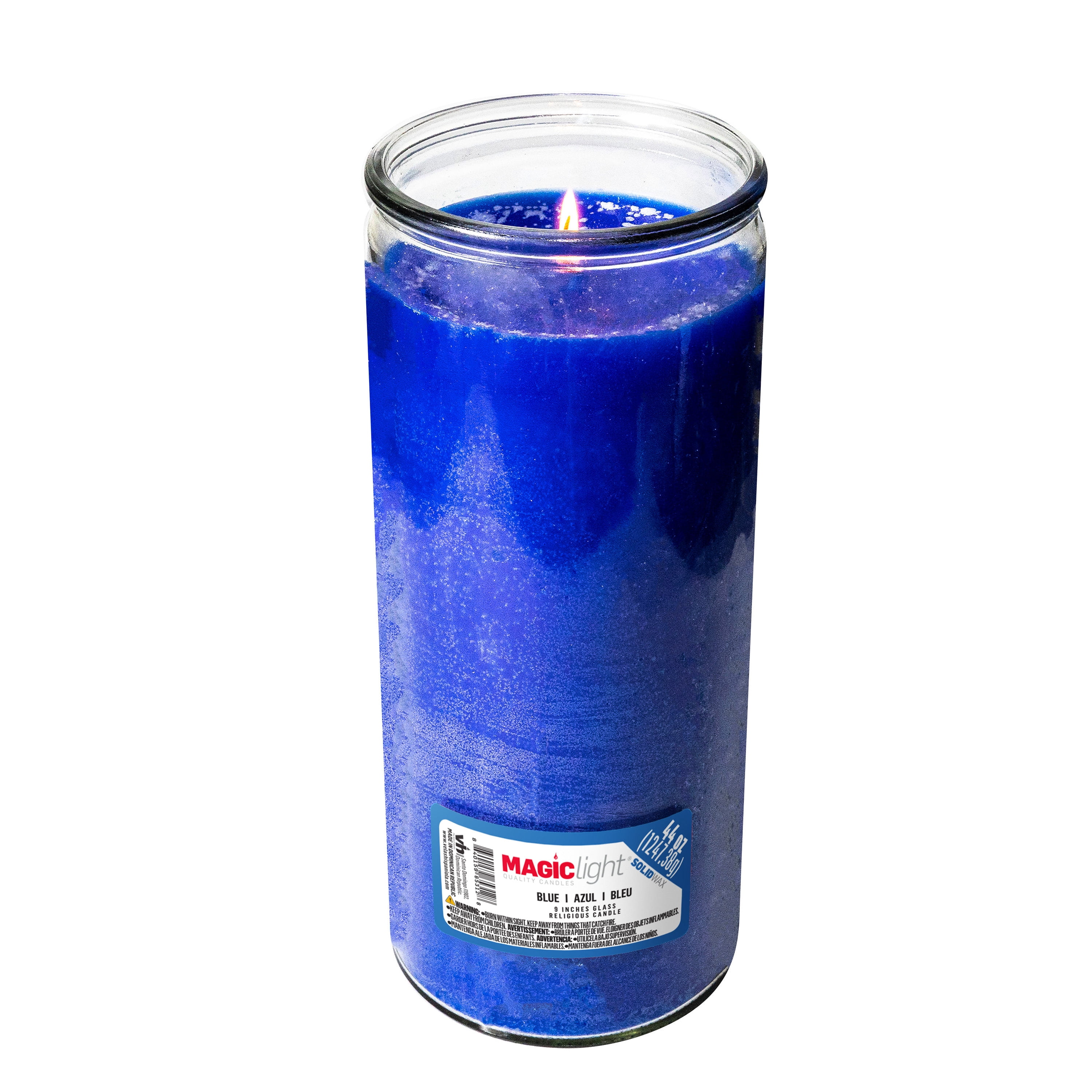 (2 pack) MagicLight Religious Candles 44 oz - Clear Glass Jar, Unscented Blue Wax