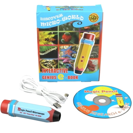 AmScope Magic Pencil 2MP USB Microscope with Interactive Education Software - Blue New