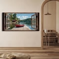 thumbnail image 6 of Lake Boat Window Canvas Wall Art - Nature Scenery Coastal Pictures Landscape Canvas Prints, Horizontal Modern Painting Artwork for Living Room Bedroom, 6 of 7