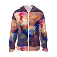 thumbnail image 2 of Uemuo Rooster Oil Painting Pattern Women's Full Zip UPF 50+ Sun Protection Hoodie Jacket Long Sleeve Sun Shirt Hiking Outdoor Performance with Pockets-Small, 2 of 9