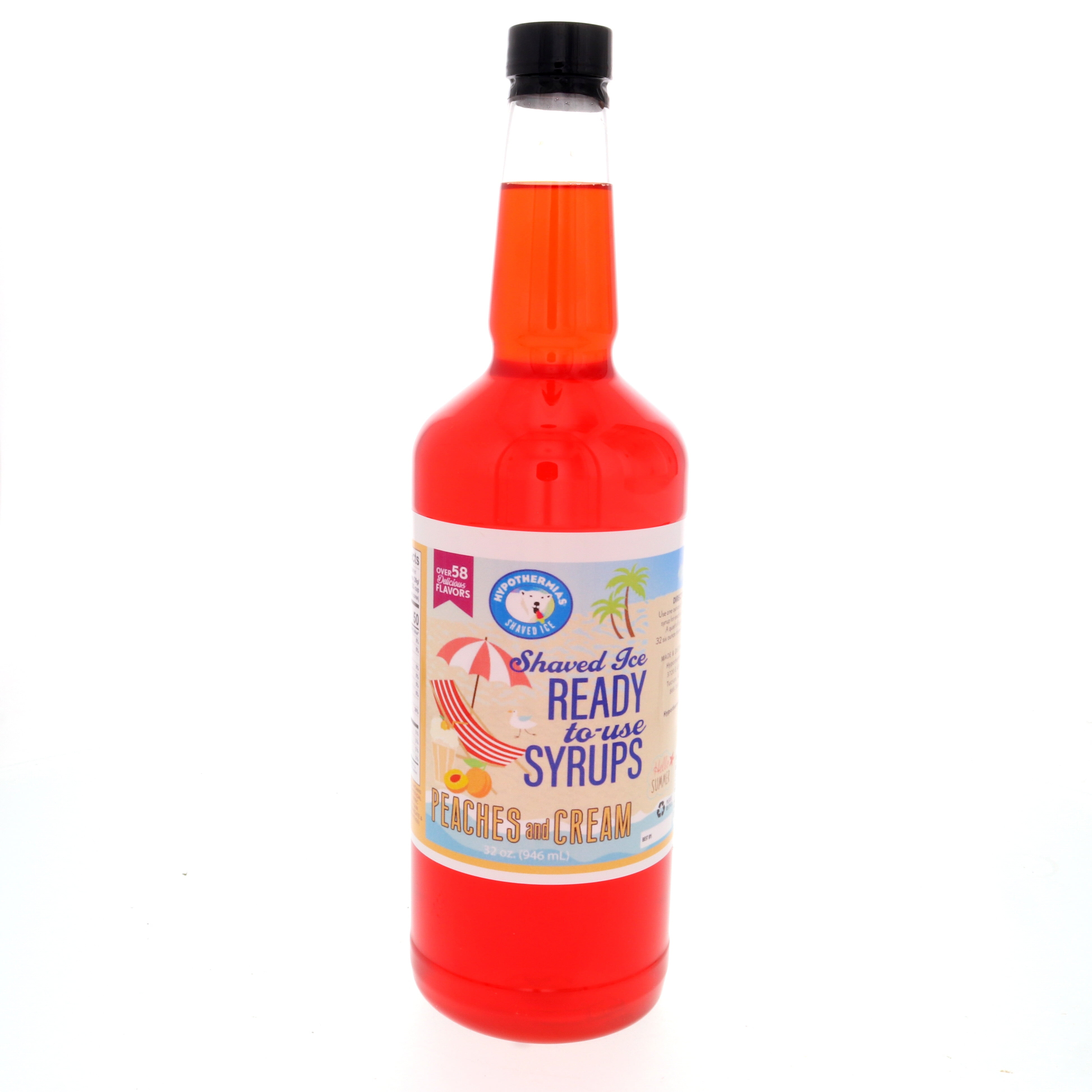 Peaches and Cream Ready to Use Hawaiian Shaved Ice or Snow Cone Syrup Quart (32 Fl. Oz)