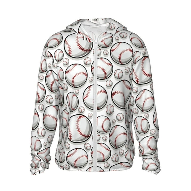 Vsdgher Mignon Imprimé Baseball Sweat à Capuche Adulte pour Hommes Femmes, Manches Longues Protection Solaire Chemises de Pêche pour Course Natation-Moyen