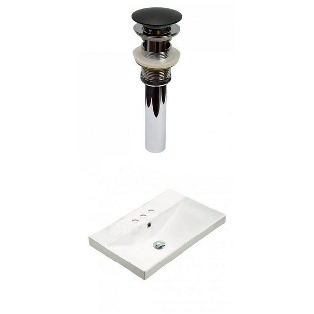 American Imaginations 23.86-in. W 3H4-in. Ceramic Top Set In White Color - Overflow Drain Incl. AI-30872