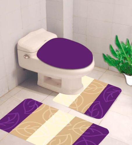 Bathroom Rug Sets 3 Piece Memory Foam Extra Soft Shower Bath Contour Mat BLUE