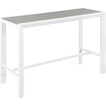 Pemberly Row Contemporary Gray Wood Outdoor Patio Rectangle Bar Table
