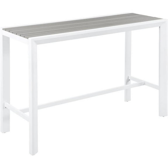 Pemberly Row Contemporary Gray Wood Outdoor Patio Rectangle Bar Table