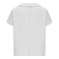 thumbnail image 6 of Htigea Women's Plus Size Cotton Linen T-Shirts Summer Collared Short Sleeve Tops Cute Tee Casual Loose Fit Shirts for Daily Vacation White XXXXXL, 6 of 6