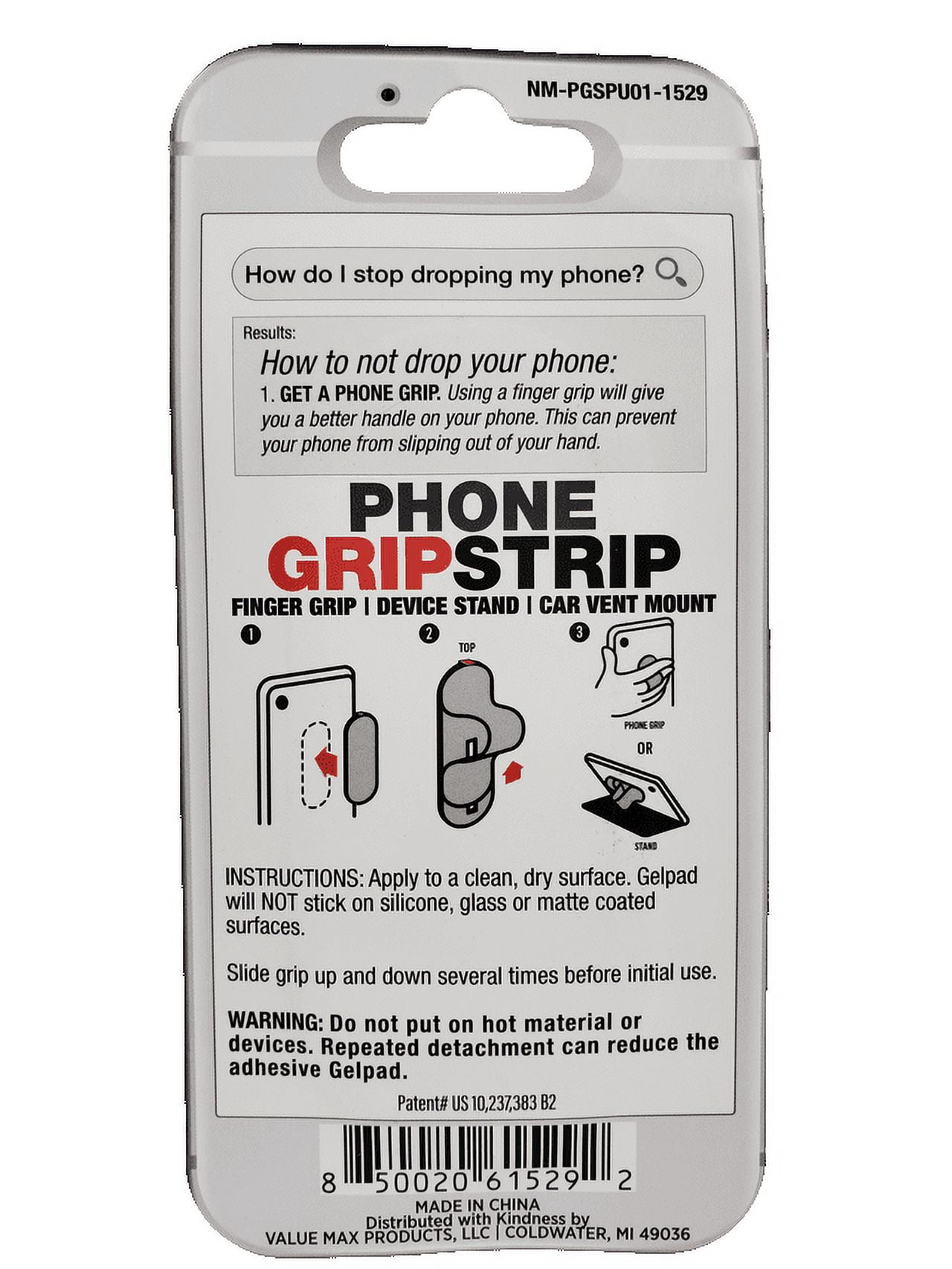 Novelty Max White Phone Grip Strip – Single Count Pack/Leather Series