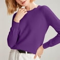 thumbnail image 3 of Holzkary Women's Basic Crewneck Sweater Long Sleeve Pullover Sweater Soft Lightweight Knit Tops 2025 Spring Autumn Winter New Solid Color Knitted Sweater Undercover Style Long Sleeve Purple M, 3 of 8