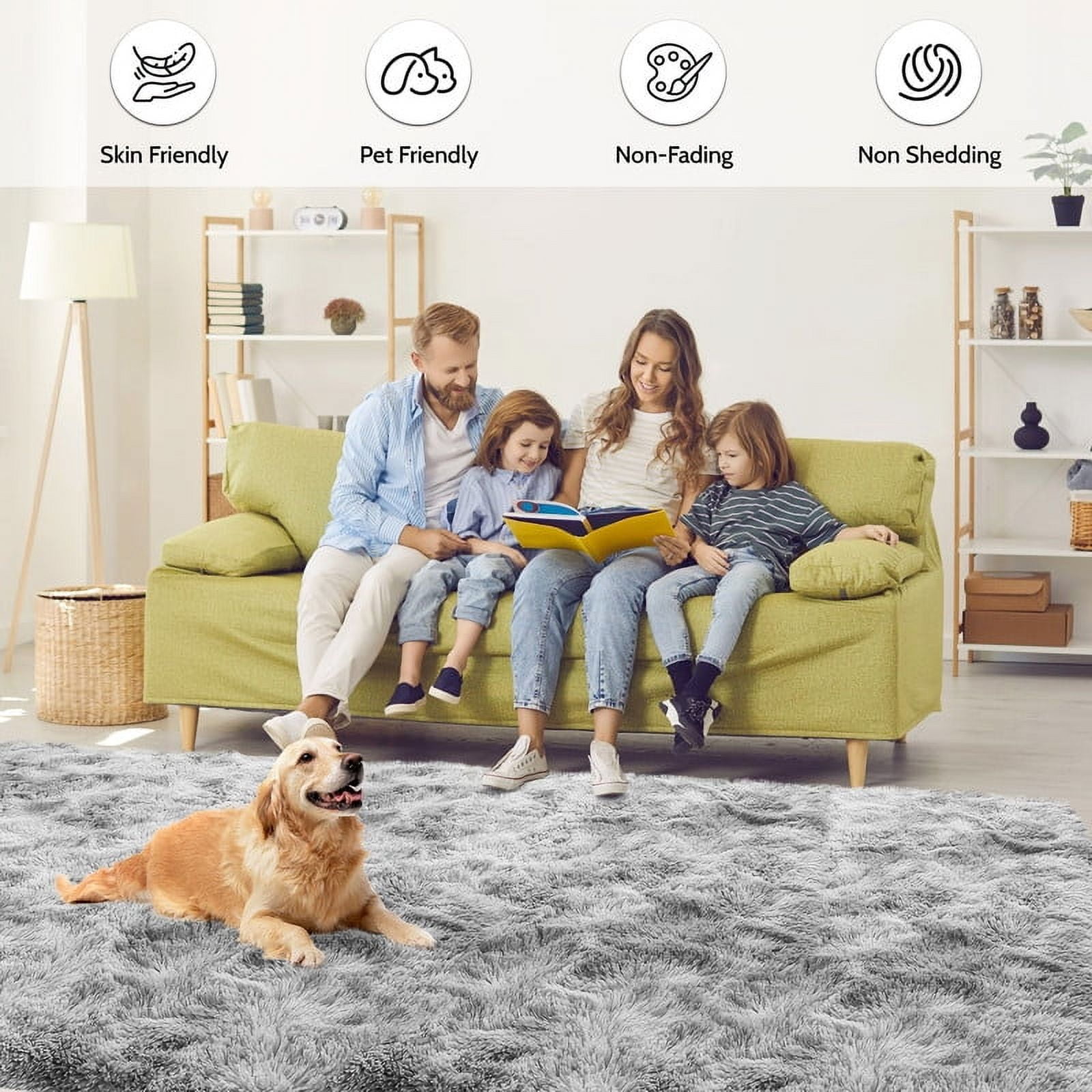 CozyDesg 5ft x 8ft Area Rugs, Soft Fluffy Area Rugs Floor Mat Floor Rugs for Living Room Bedroom Kid(图2)