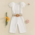 thumbnail image 2 of tarylea Newborn Infant Girls Clothes Puff Short Sleeve Crop Top Wide Leg Pants 2Pc Summer Outfits, 2 of 6
