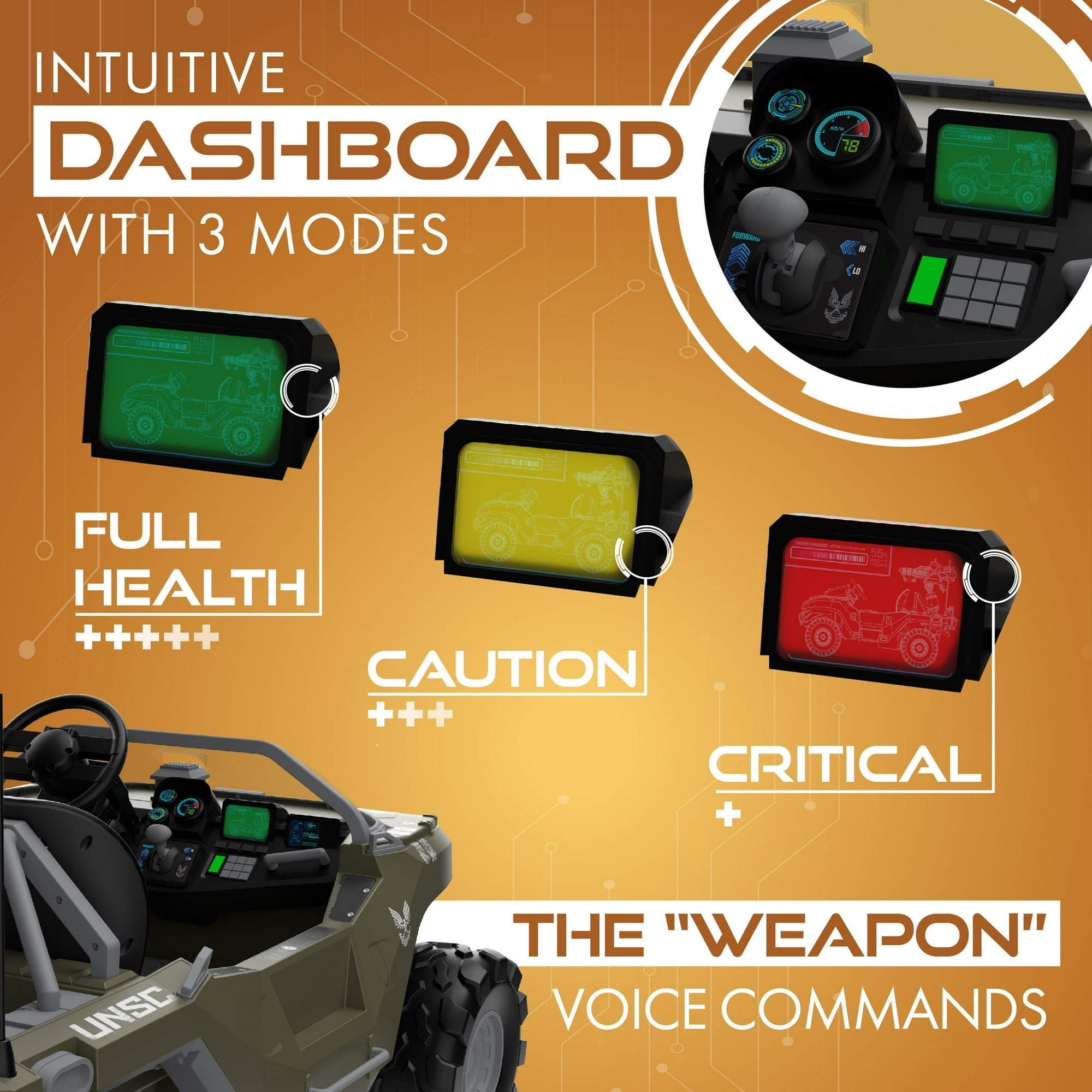 24 Volt Microsoft Halo Warthog Ride On with Laser Tag Blaster and Vest Included - For Boys & Girls Ages 3 and up
