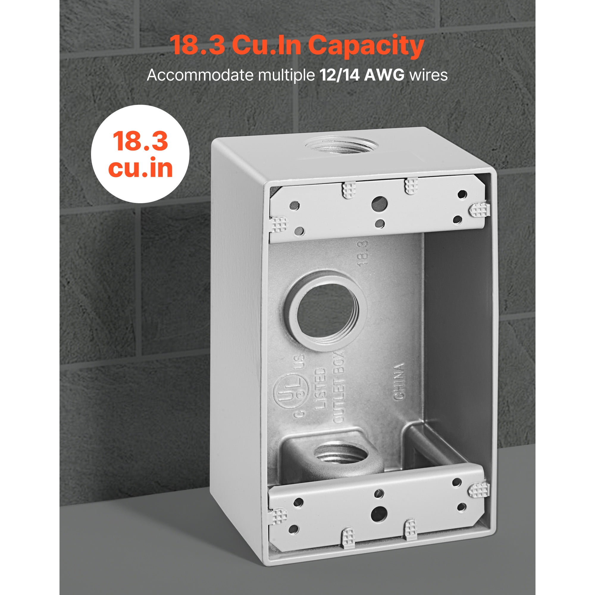 KFFKFF Outdoor Electrical Box, 4.5 x 2.8 x 2 in, Weather-Resistant Junction Box, Compatible with 1/2-Inch or 3/4-Inch Conduits, 18.3 Cu. In Capacity, Plug Protector, 4PCS, Gray