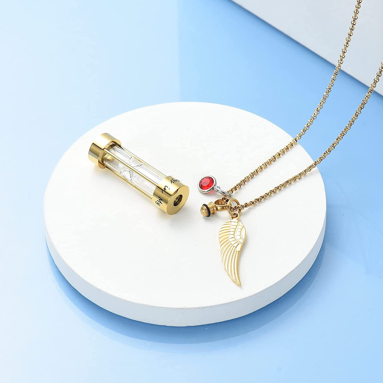 Personalized Hourglass Ashes Necklace - Cremation Urn Jewelry For Loved Ones Or Pets
