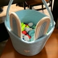 thumbnail image 2 of CHENGDAO 2Pack Cotton Rope Storage Baskets with Removable Bunny Ears, Foldable Organizer, Blue&White, 2 of 7