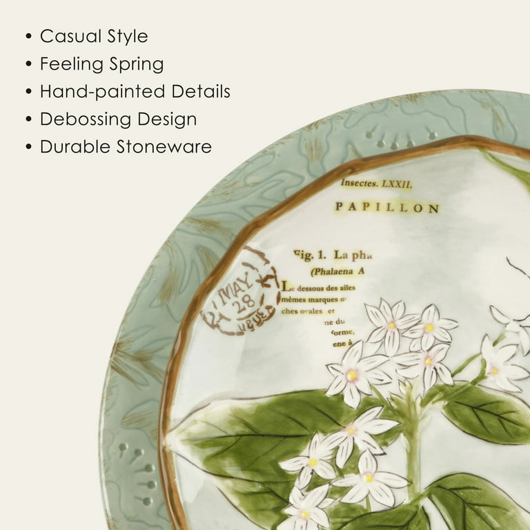 Fitz and Floyd Toulouse 12-Piece Green Stoneware Tableware Set
