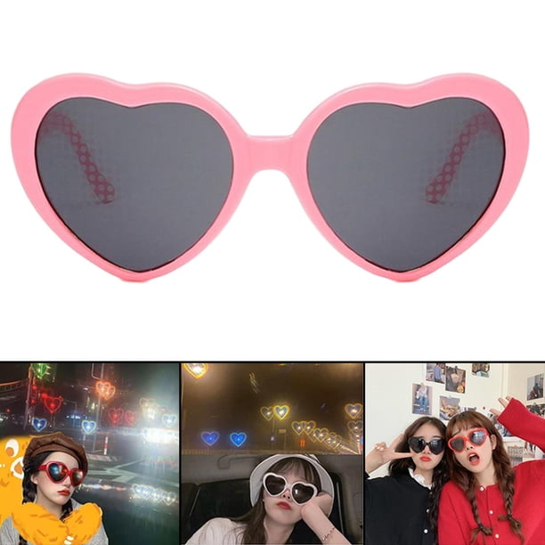 Gafas de sol de corazón de difracción Hugo Rosa 1 anteojos de efectos de luz