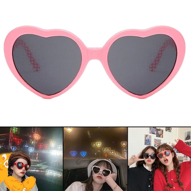 Gafas de sol de corazón de difracción Hugo Rosa 1 anteojos de efectos de luz