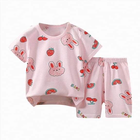 TOWED22 Toddler Baby Boy Summer Clothes 2 Pieces Cartoon Whale Print Short Sleeve Shirt Top Elastic Waist Shorts Outfits(Light Pink,3-6 M)