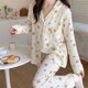 thumbnail image 3 of Pijama de gasa de oso para mujer, pantalones de manga larga, ropa de dormir con estampado de dibujos animados, traje japonés para el hogar, primavera y otoño, 3 of 3