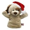 Playtime Puppets Plush Dog w/Santa Hat Kids Hand Puppet - By Ganz (10in)